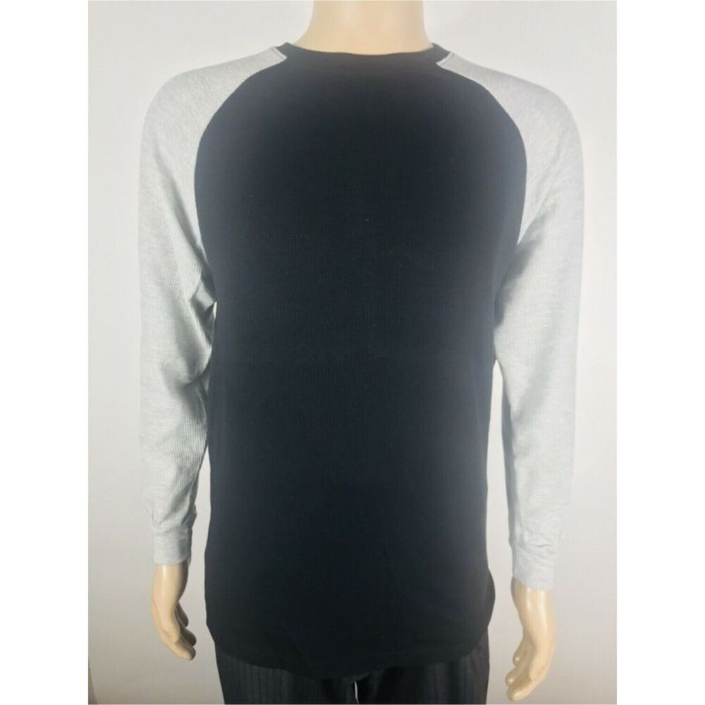 GALAXY Mens Black Color Block Crew Neck Cotton Blend Cotton Blend Shirt M